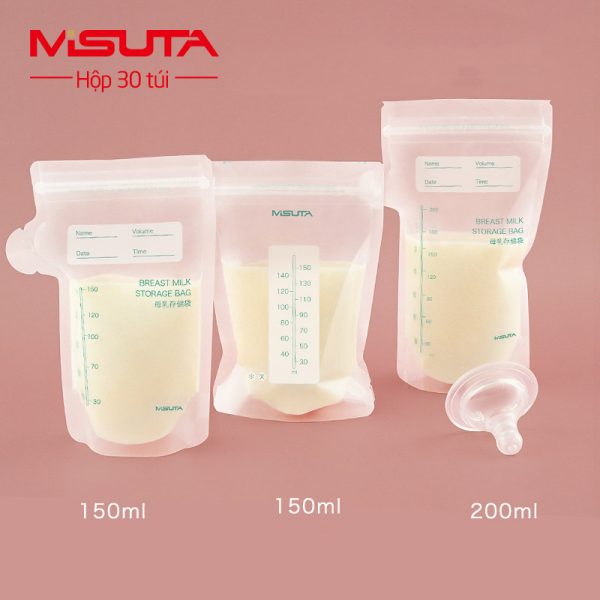 Túi trữ sữa Misuta 150ml, 200ml, hộp 30 túi Hàn Quốc chính hãng.